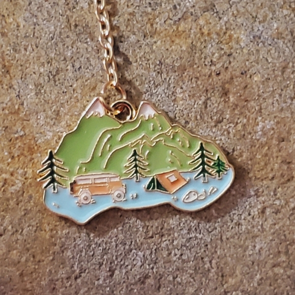 Earrings Camping van life nature handmade mountains Forrest enamel unique - Picture 9 of 11